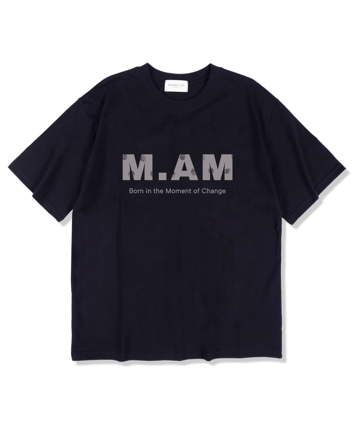 미드나잇12에이엠(MIDNIGHT12AM) 모먼트M.AM로고 반팔 티셔츠 네이비