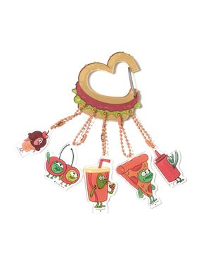 스폰지밥 비키니시티 먹방코스튬 주민들 카라비너 키링