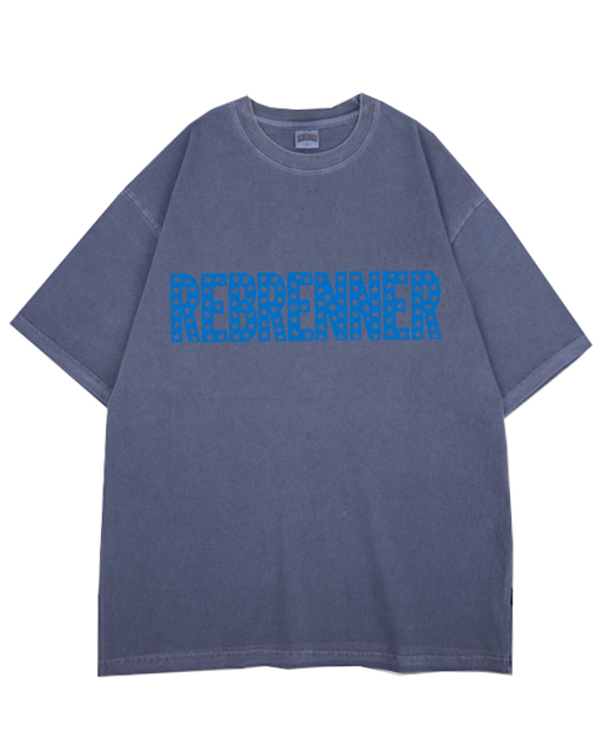 리브레너(REBRENNER) DTF 리브레너스타 피그먼트 오버핏 반팔티셔츠 네이비