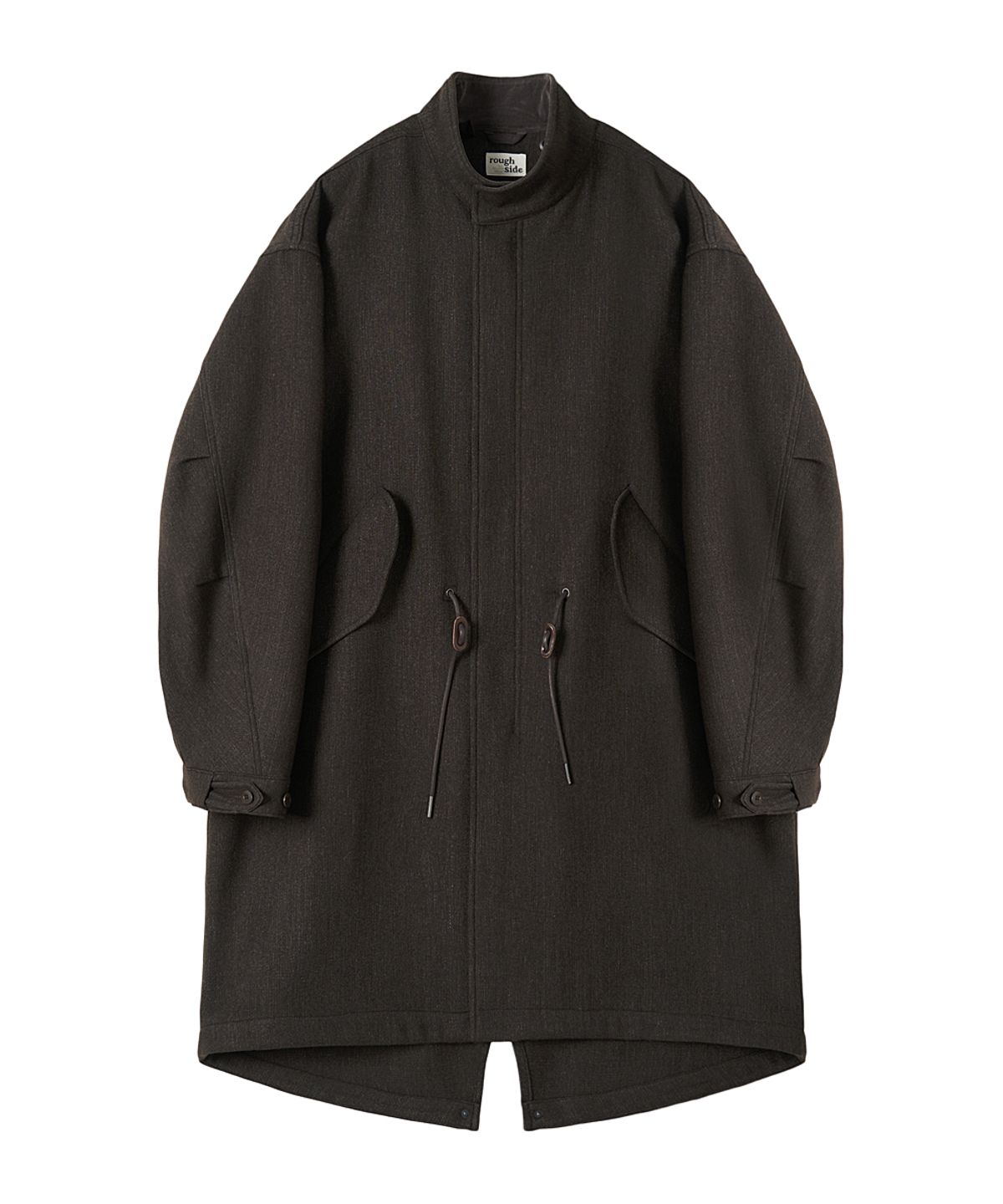 러프사이드(ROUGHSIDE) Wool Fishtail Parka Dark Brown