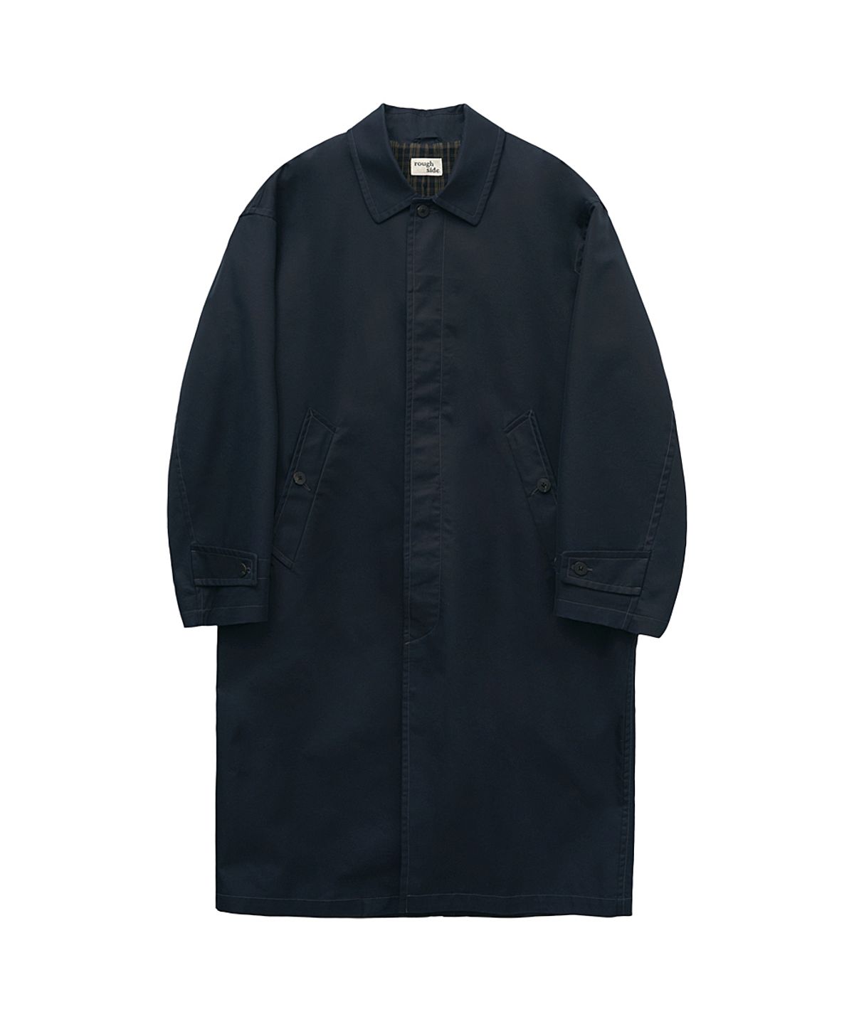 러프사이드(ROUGHSIDE) Belted Single Coat Dark Navy
