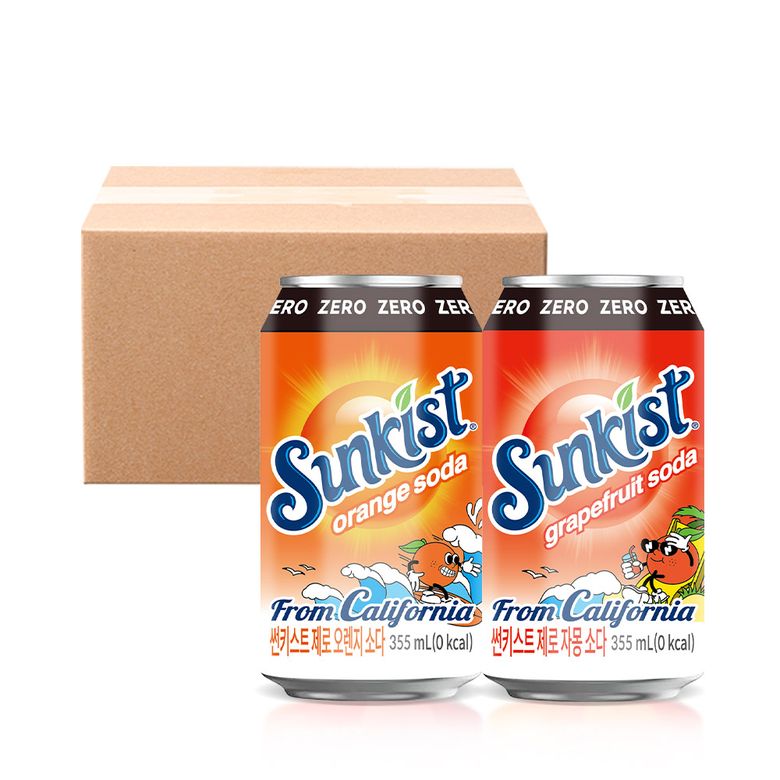 썬키스트 제로 소다 355ml 혼합 자몽 24캔 + 오렌지 24캔