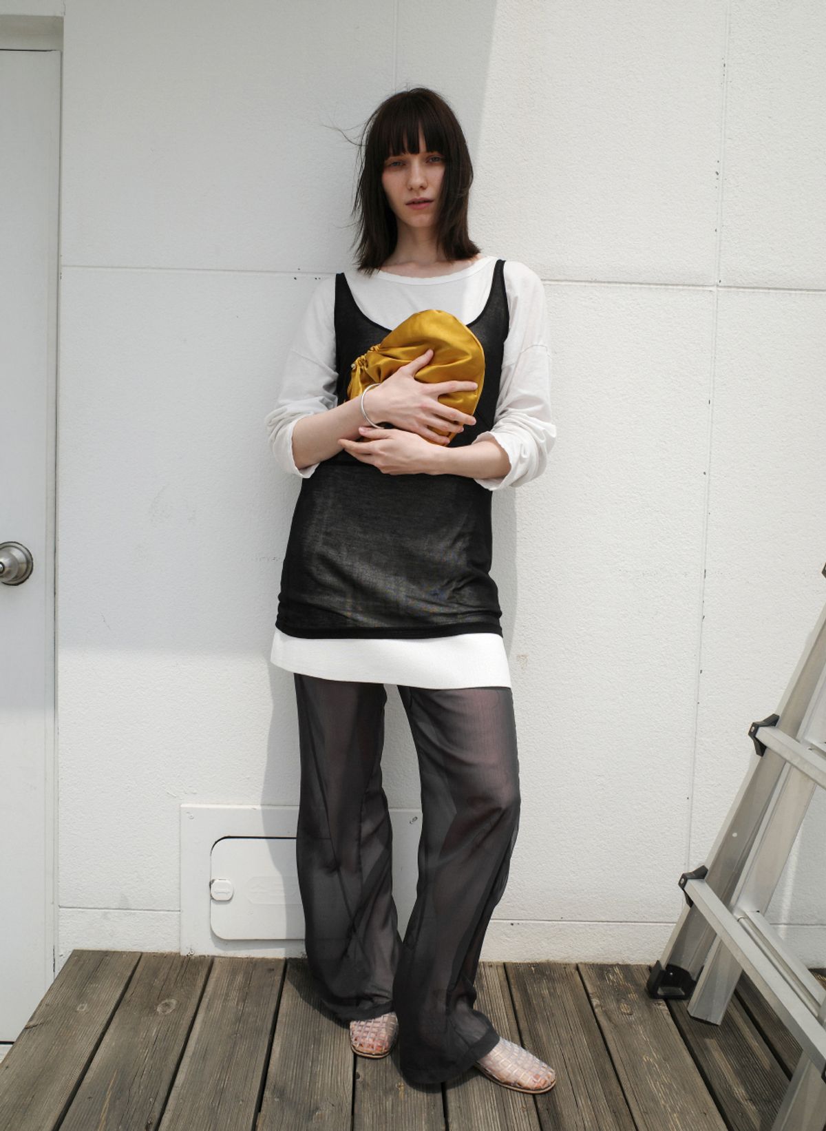 디파블로(D.PABLO) Charcoal see through pants