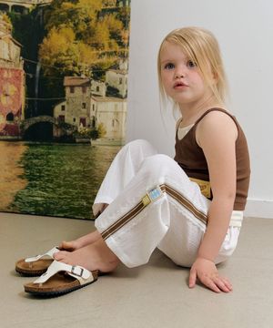 글로시 레이스 트랙 팬츠_아이보리