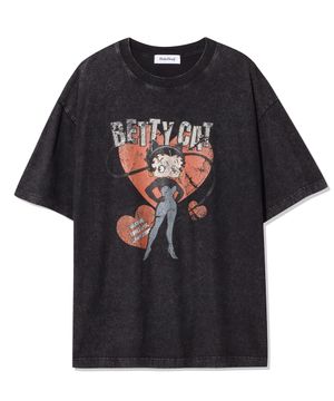 베티붑 베티캣 오버핏 티셔츠_차콜