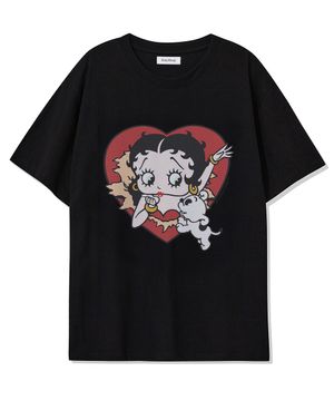 베티붑 하트 버스트 오버핏 반팔티_블랙