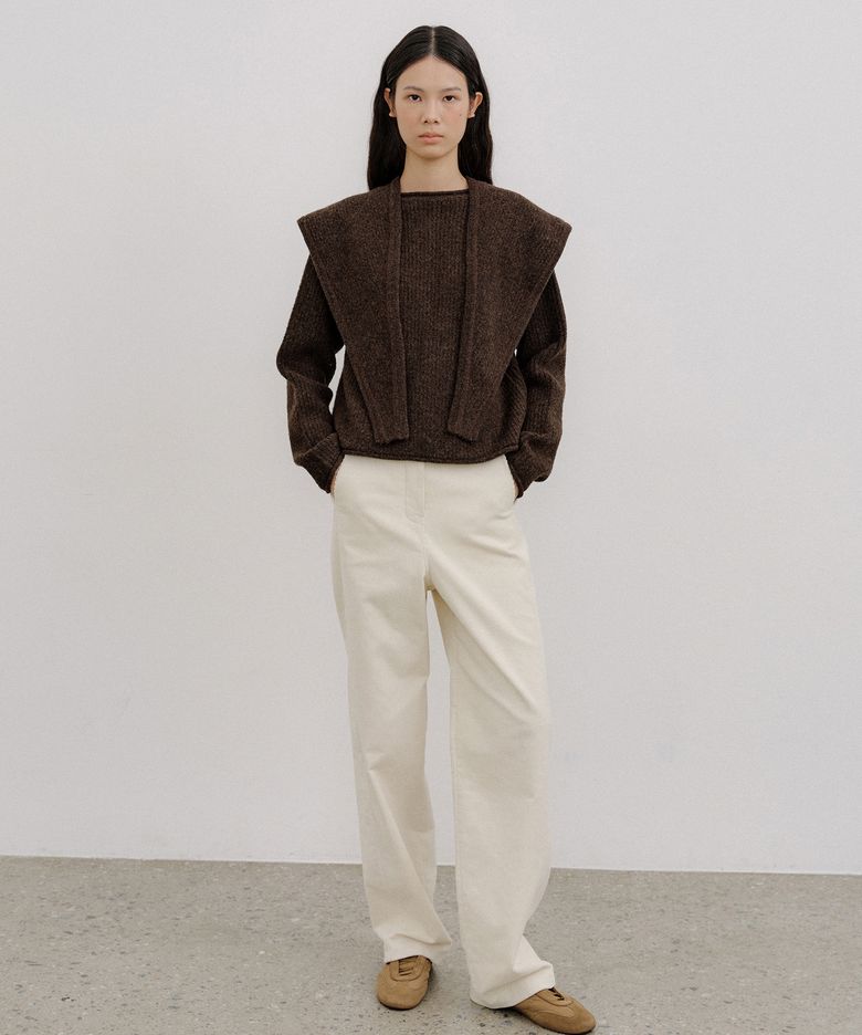 CURVED CORDUROY PANTS_CREAM