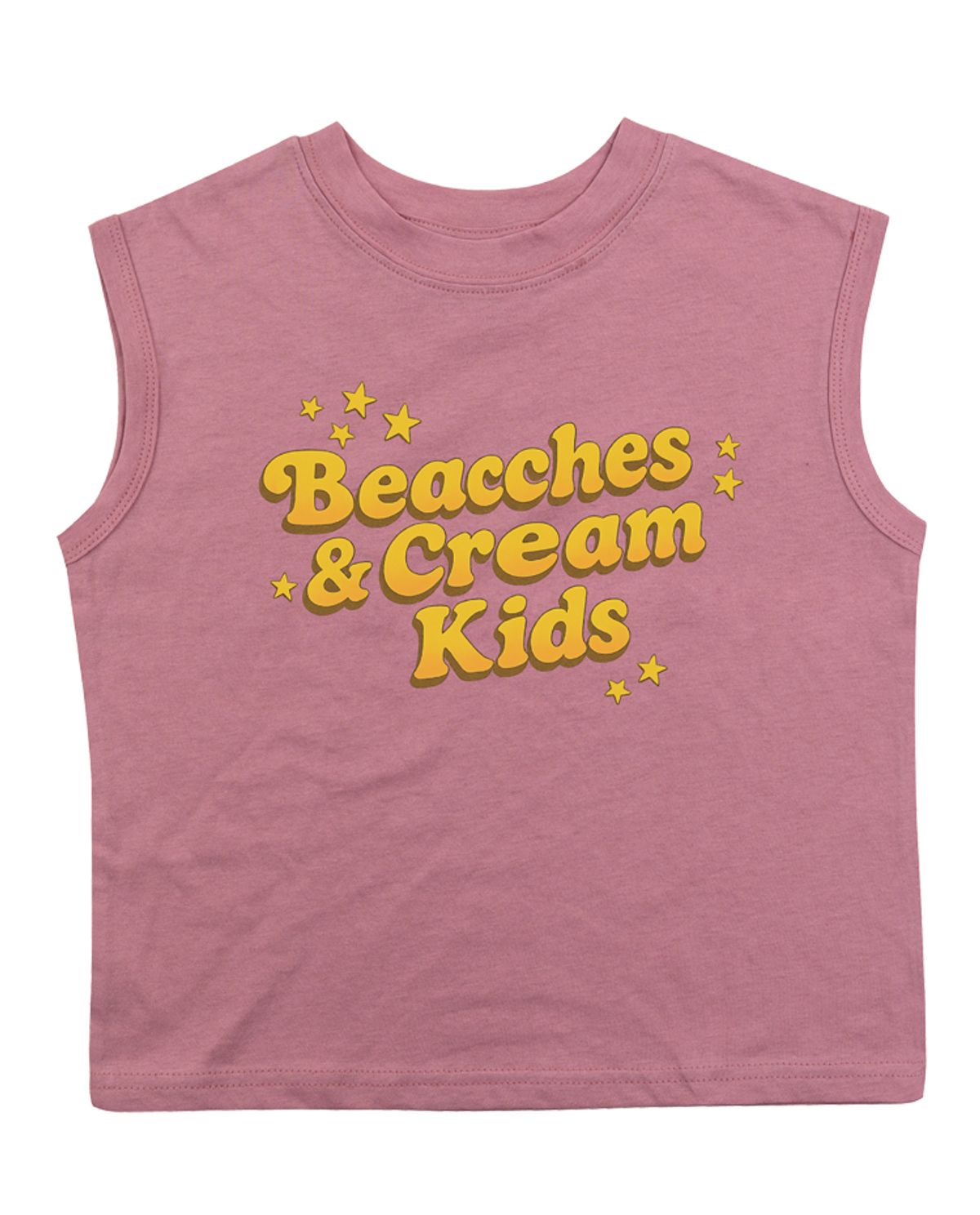 비치스앤 크림 키즈(BEACHESAND CREAM KIDS) 레터링 민소매 티셔츠-그레이시 핑크(Lettering sleeveless T grayish pink)