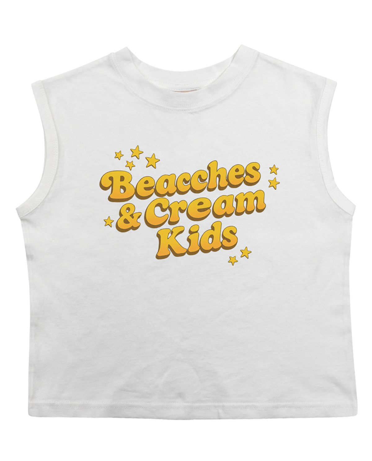 비치스앤 크림 키즈(BEACHESAND CREAM KIDS) 레터링 민소매 티셔츠-화이트(Lettering sleeveless T white)