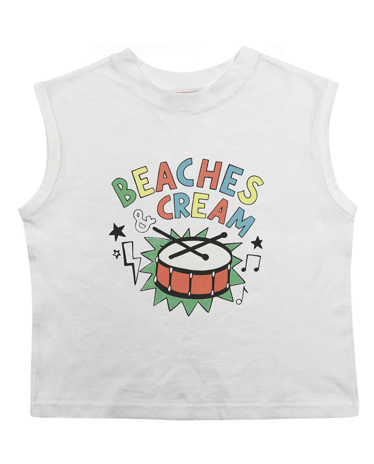 비치스앤 크림 키즈(BEACHESAND CREAM KIDS) 드럼 민소매 티셔츠-화이트(Drum sleeveless T white)