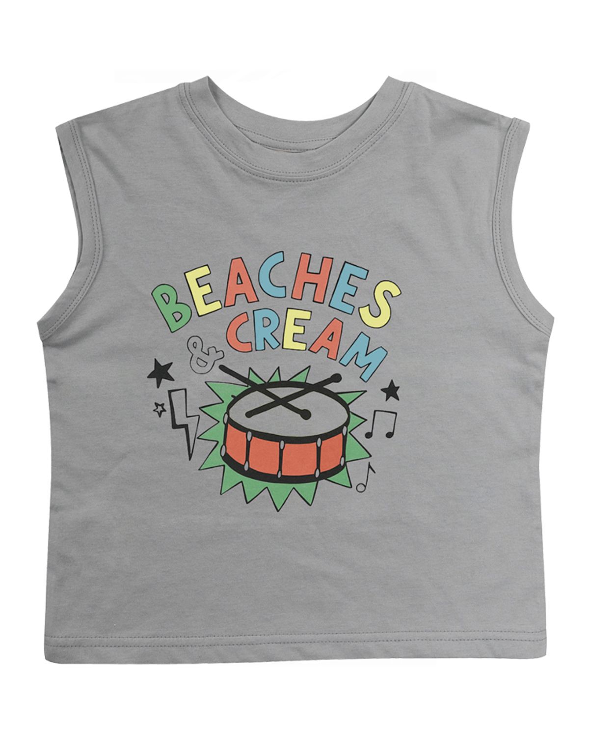 비치스앤 크림 키즈(BEACHESAND CREAM KIDS) 드럼 민소매 티셔츠-그레이(Drum sleeveless T gray)