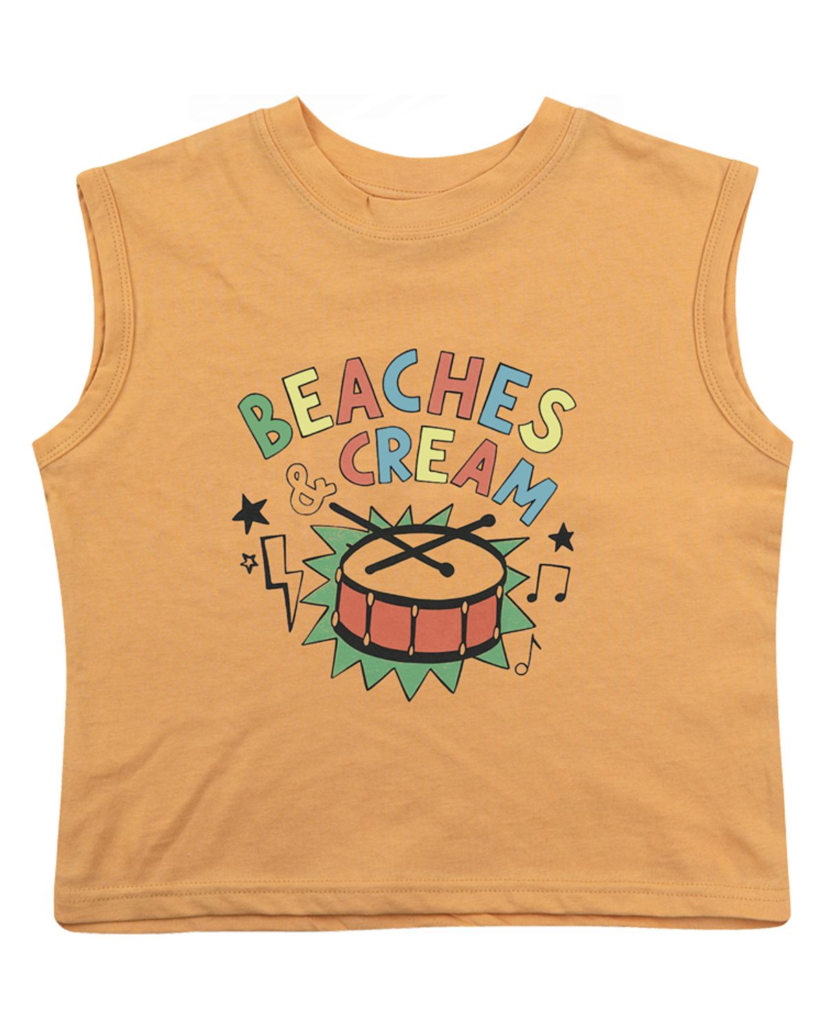 비치스앤 크림 키즈(BEACHESAND CREAM KIDS) 드럼 민소매 티셔츠-머스타드(Drum sleeveless T mustard)