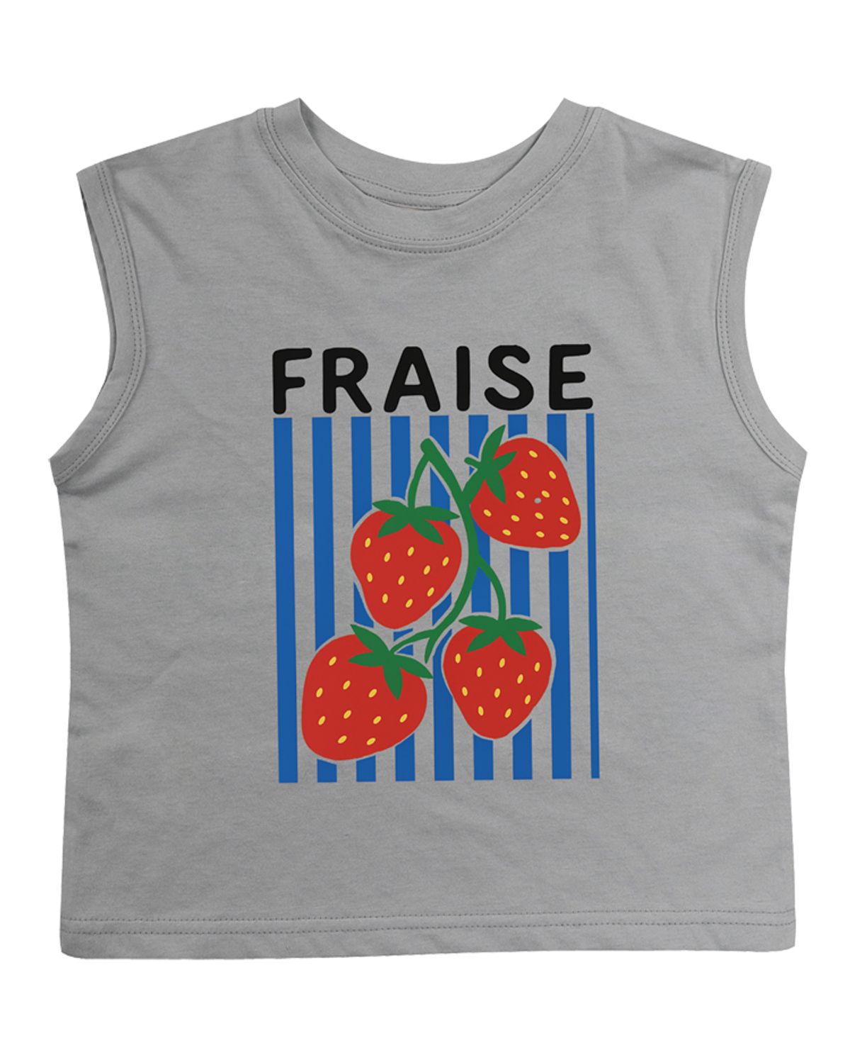 비치스앤 크림 키즈(BEACHESAND CREAM KIDS) 프레즈 민소매 티셔츠-그레이(Fraise sleeve T gray)
