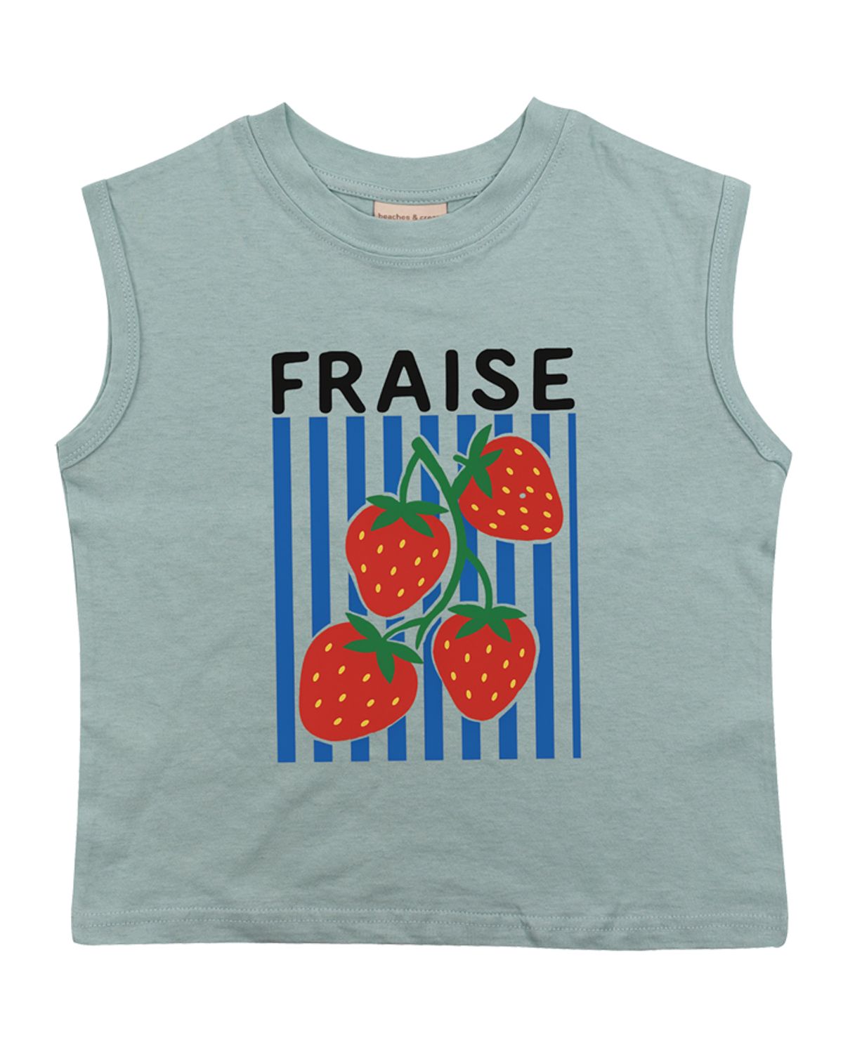 비치스앤 크림 키즈(BEACHESAND CREAM KIDS) 프레즈 민소매 티셔츠-그레이시 민트(Fraise sleeve T grayish mint)