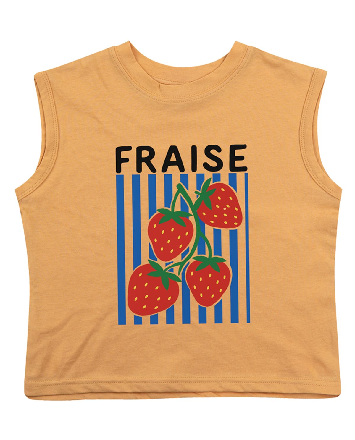 비치스앤 크림 키즈(BEACHESAND CREAM KIDS) 프레즈 민소매 티셔츠-머스타드(Fraise sleeve T mustard)