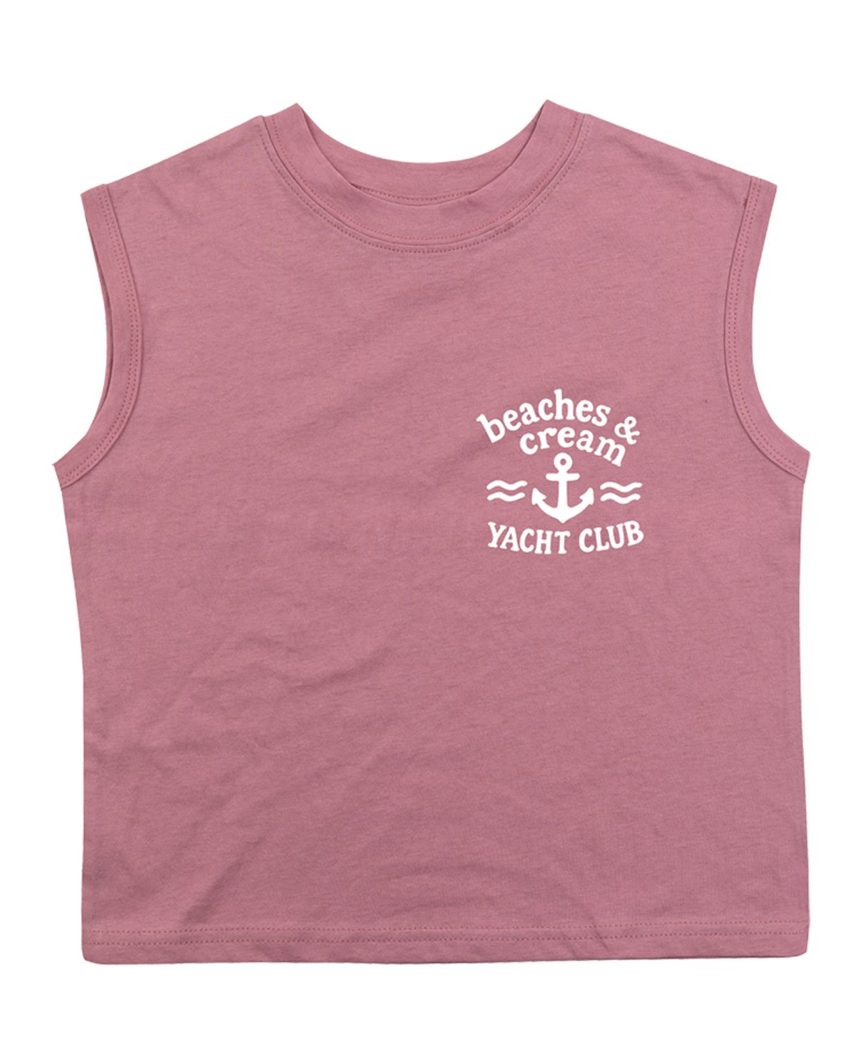 비치스앤 크림 키즈(BEACHESAND CREAM KIDS) 요트클럽 민소매 티셔츠-그레이시 핑크(Yacht club Sleeveless T grayish pink)