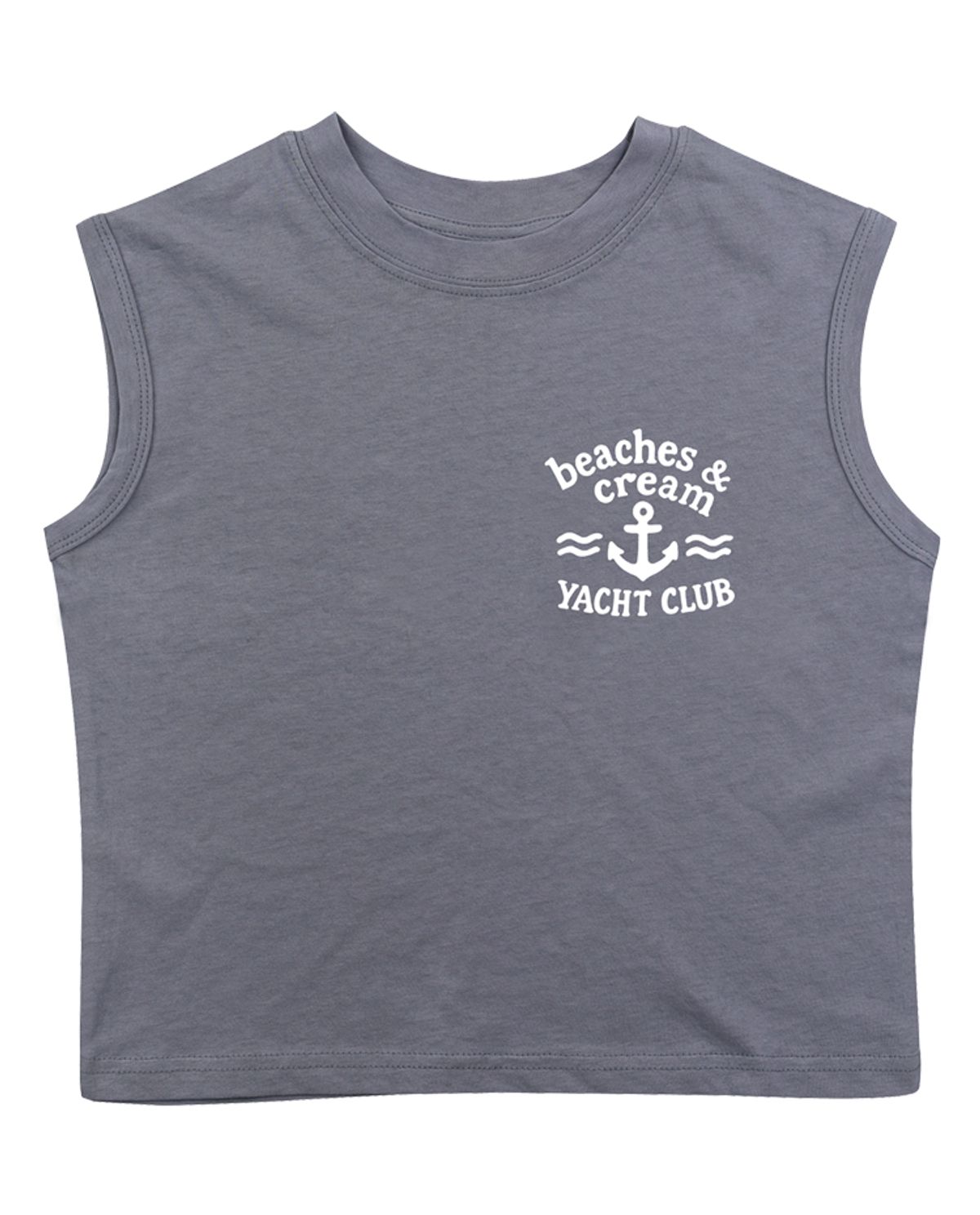 비치스앤 크림 키즈(BEACHESAND CREAM KIDS) 요트클럽 민소매 티셔츠-그레이시 블루(Yacht club Sleeveless T grayish blue)