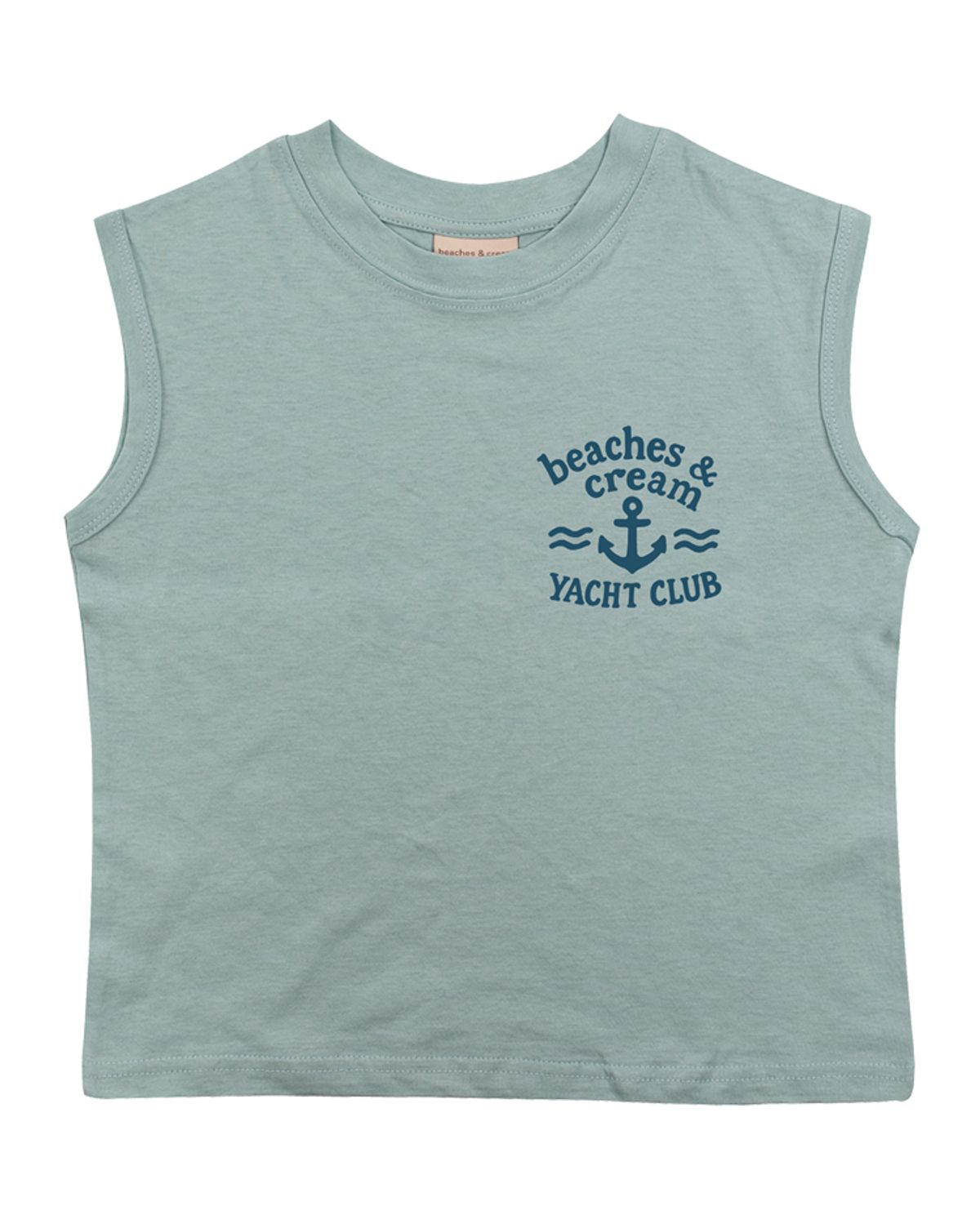 비치스앤 크림 키즈(BEACHESAND CREAM KIDS) 요트클럽 민소매 티셔츠-그레이시 민트(Yacht club Sleeveless T grayish mint)