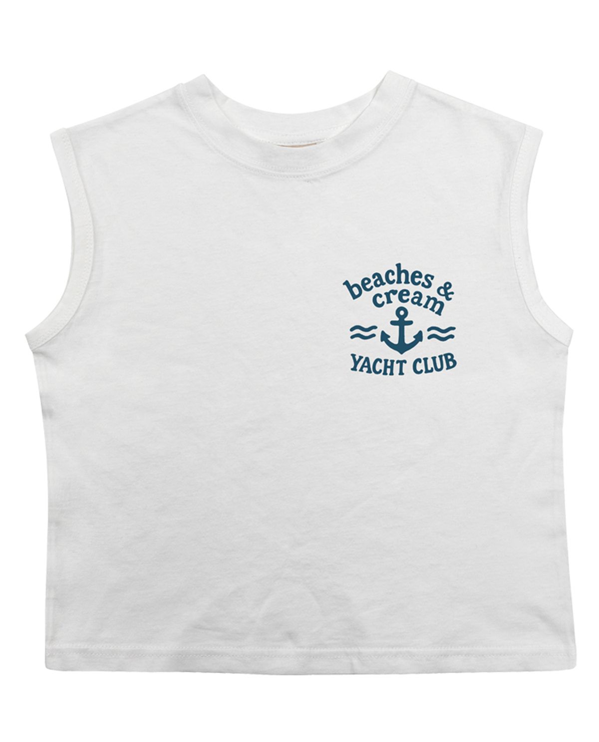 비치스앤 크림 키즈(BEACHESAND CREAM KIDS) 요트클럽 민소매 티셔츠-화이트(Yacht club Sleeveless T white)