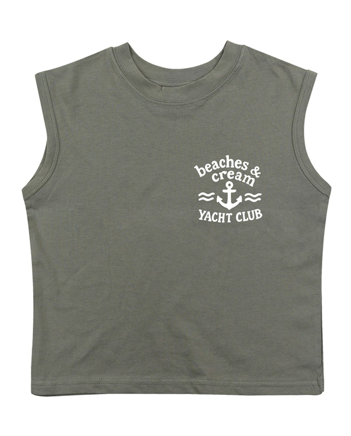 비치스앤 크림 키즈(BEACHESAND CREAM KIDS) 요트클럽 민소매 티셔츠-올리브(Yacht club Sleeveless T olive)