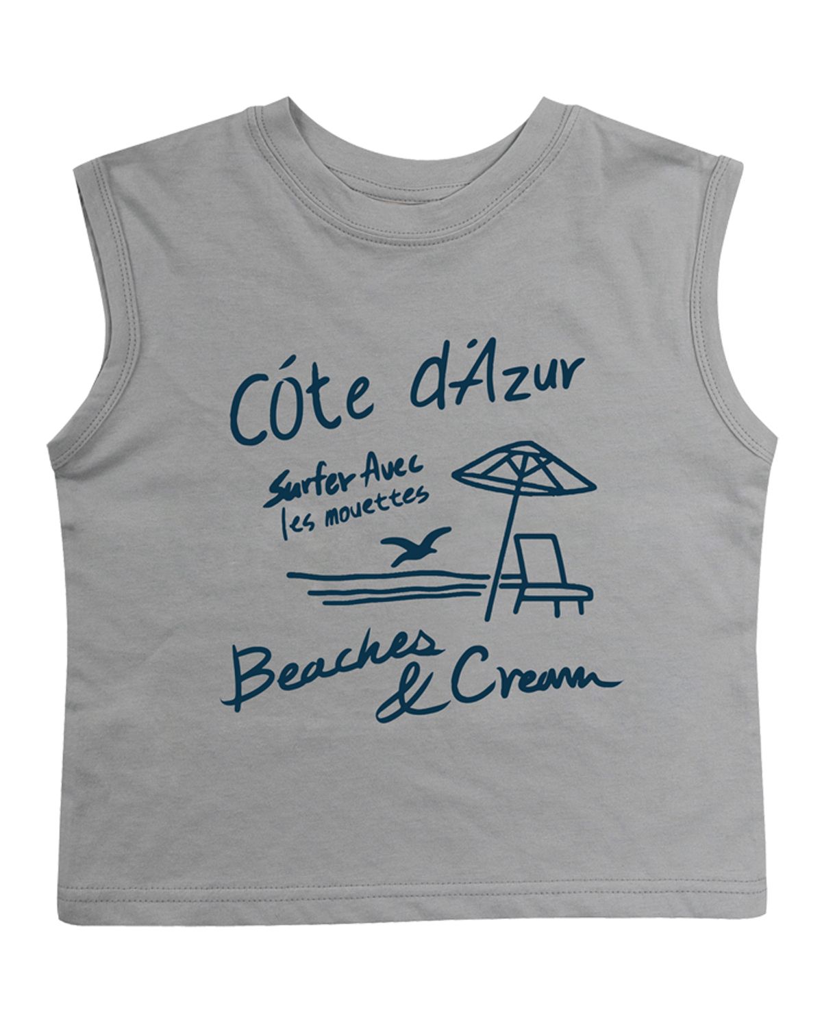 비치스앤 크림 키즈(BEACHESAND CREAM KIDS) 아주르비치 민소매 티셔츠-그레이(Azur sleeveless T gray)