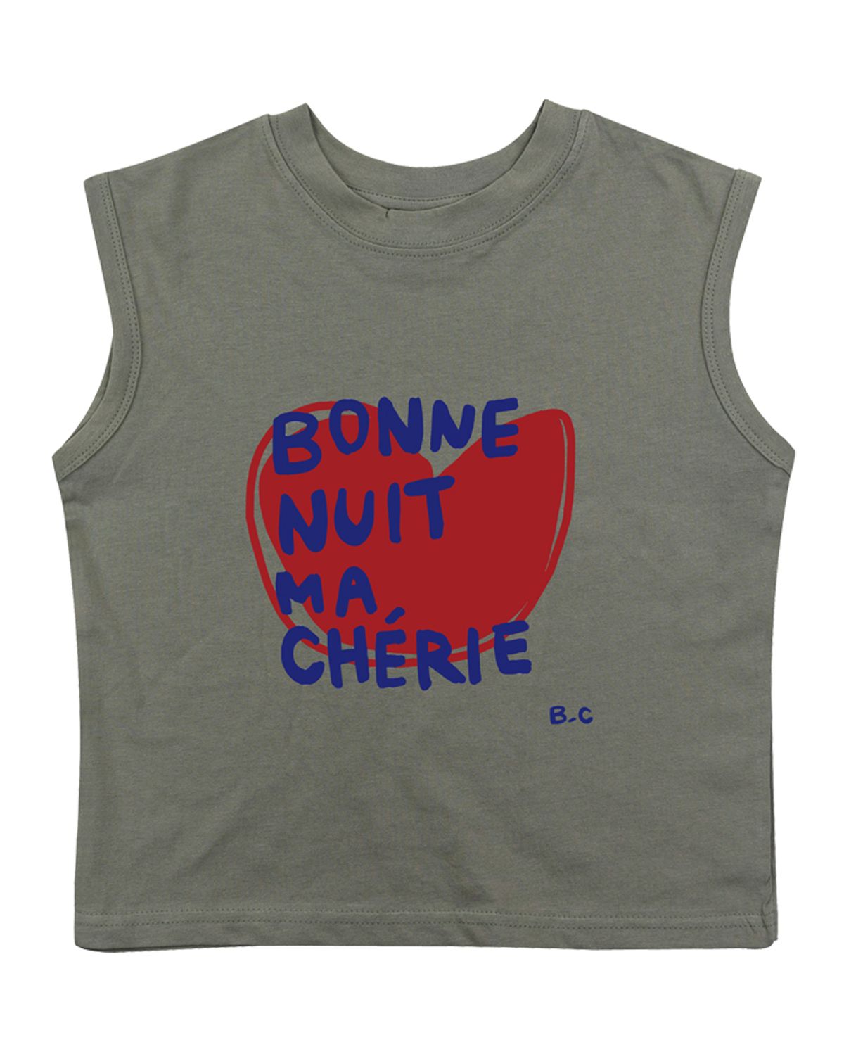 비치스앤 크림 키즈(BEACHESAND CREAM KIDS) 보넷하트 민소매 티셔츠-올리브(Bonnet Sleeveless T olive)
