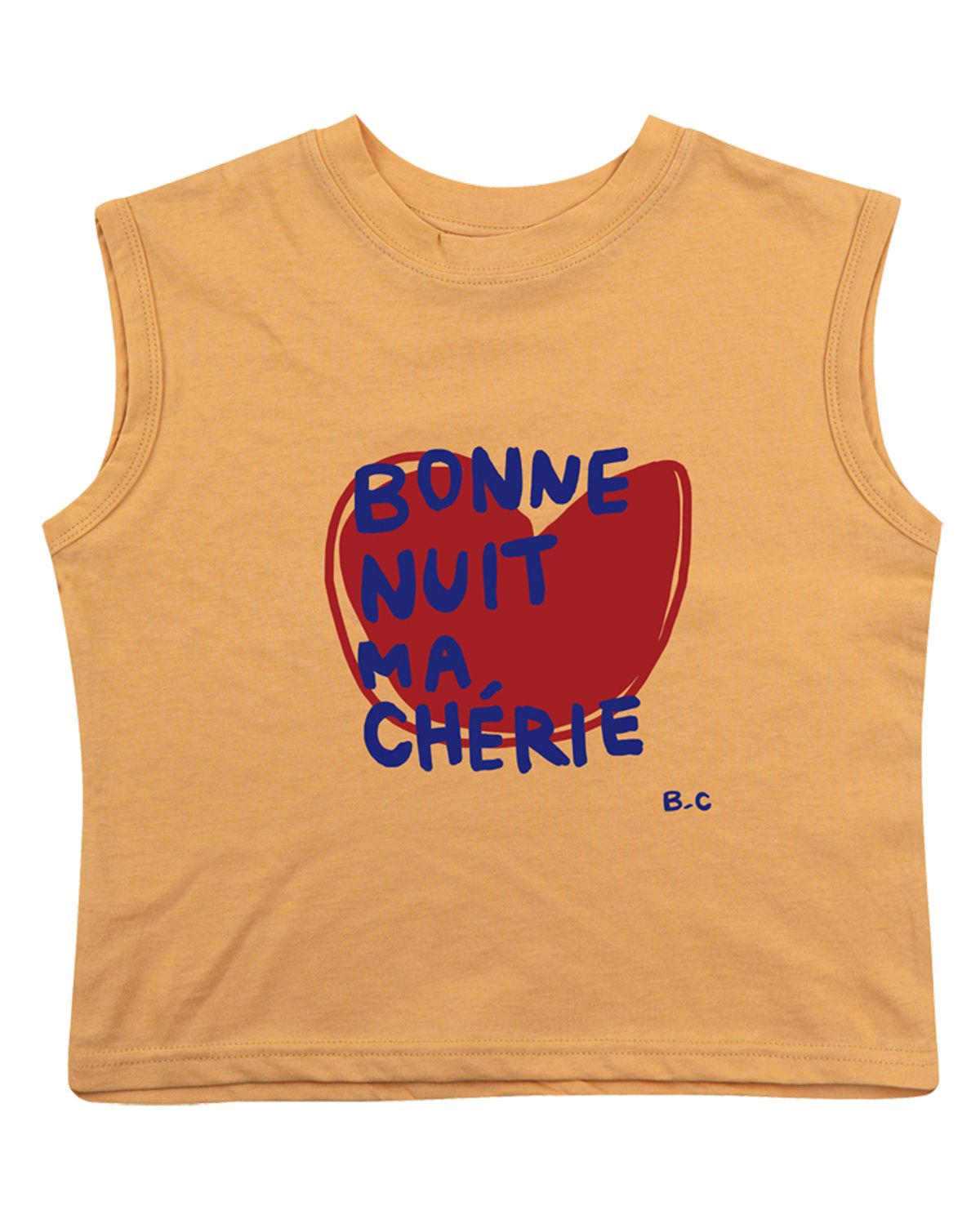 비치스앤 크림 키즈(BEACHESAND CREAM KIDS) 보넷하트 민소매 티셔츠-머스타드(Bonnet Sleeveless T mustard)