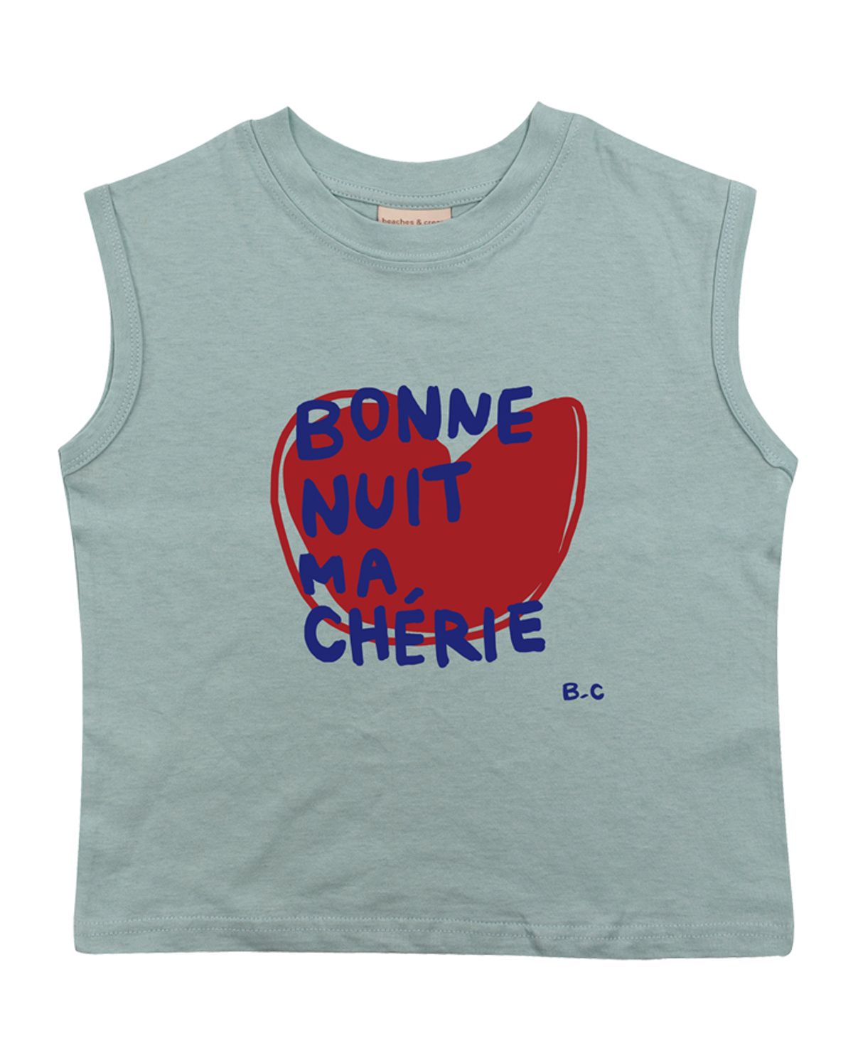 비치스앤 크림 키즈(BEACHESAND CREAM KIDS) 보넷하트 민소매 티셔츠-그레이시 민트(Bonnet Sleeveless T grayish mint)