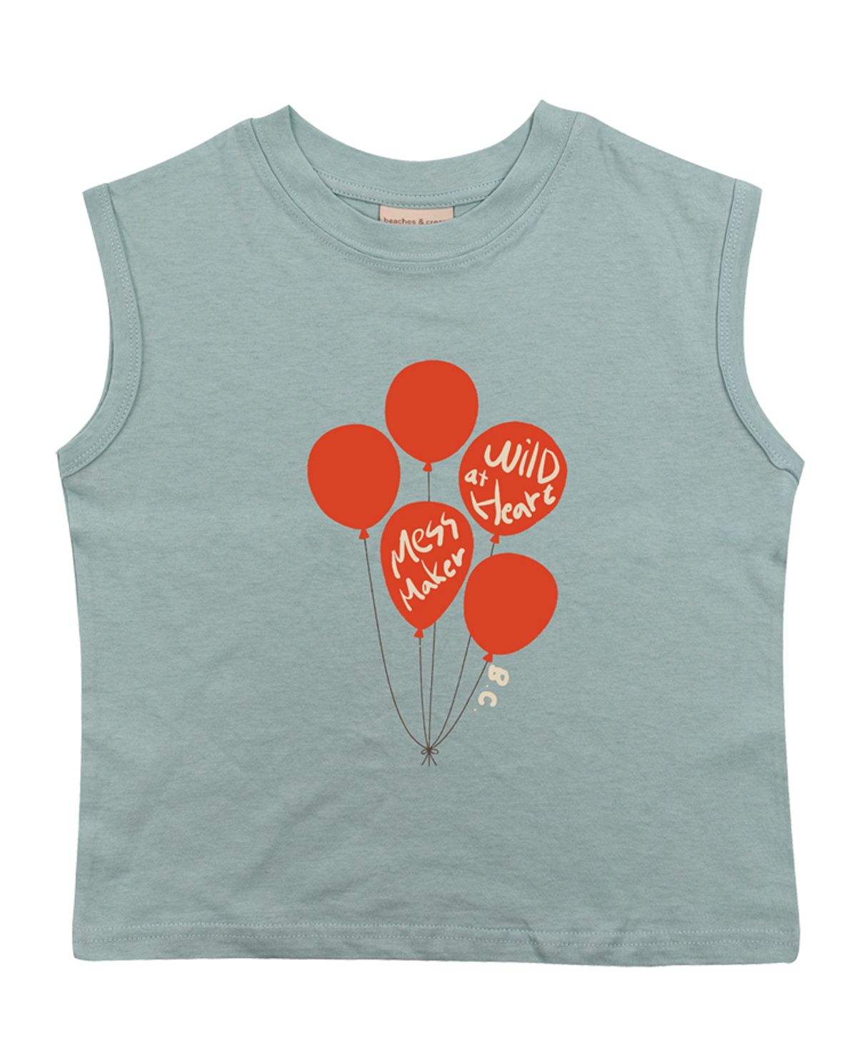 비치스앤 크림 키즈(BEACHESAND CREAM KIDS) 벌룬 민소매 티셔츠-그레이시 민트(Balloon sleeveless T grayish mint)