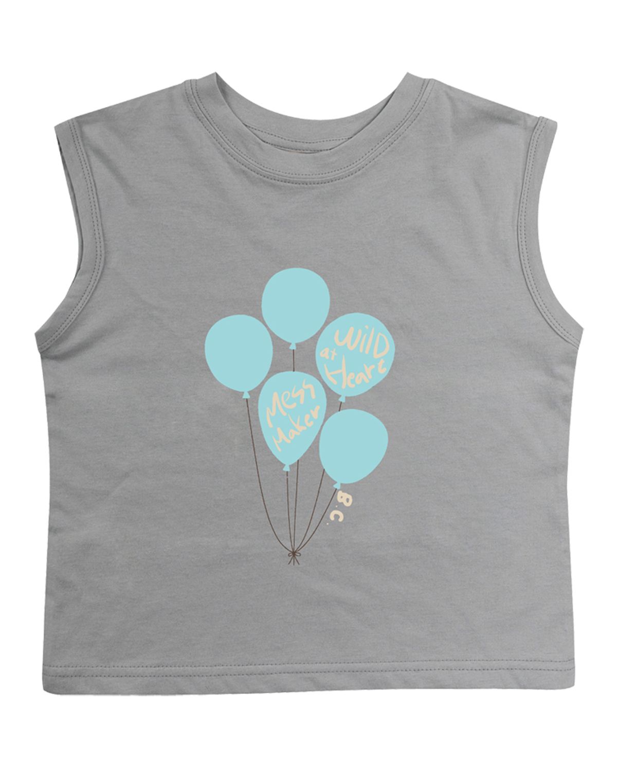 비치스앤 크림 키즈(BEACHESAND CREAM KIDS) 벌룬 민소매 티셔츠-그레이(Balloon sleeveless T gray)