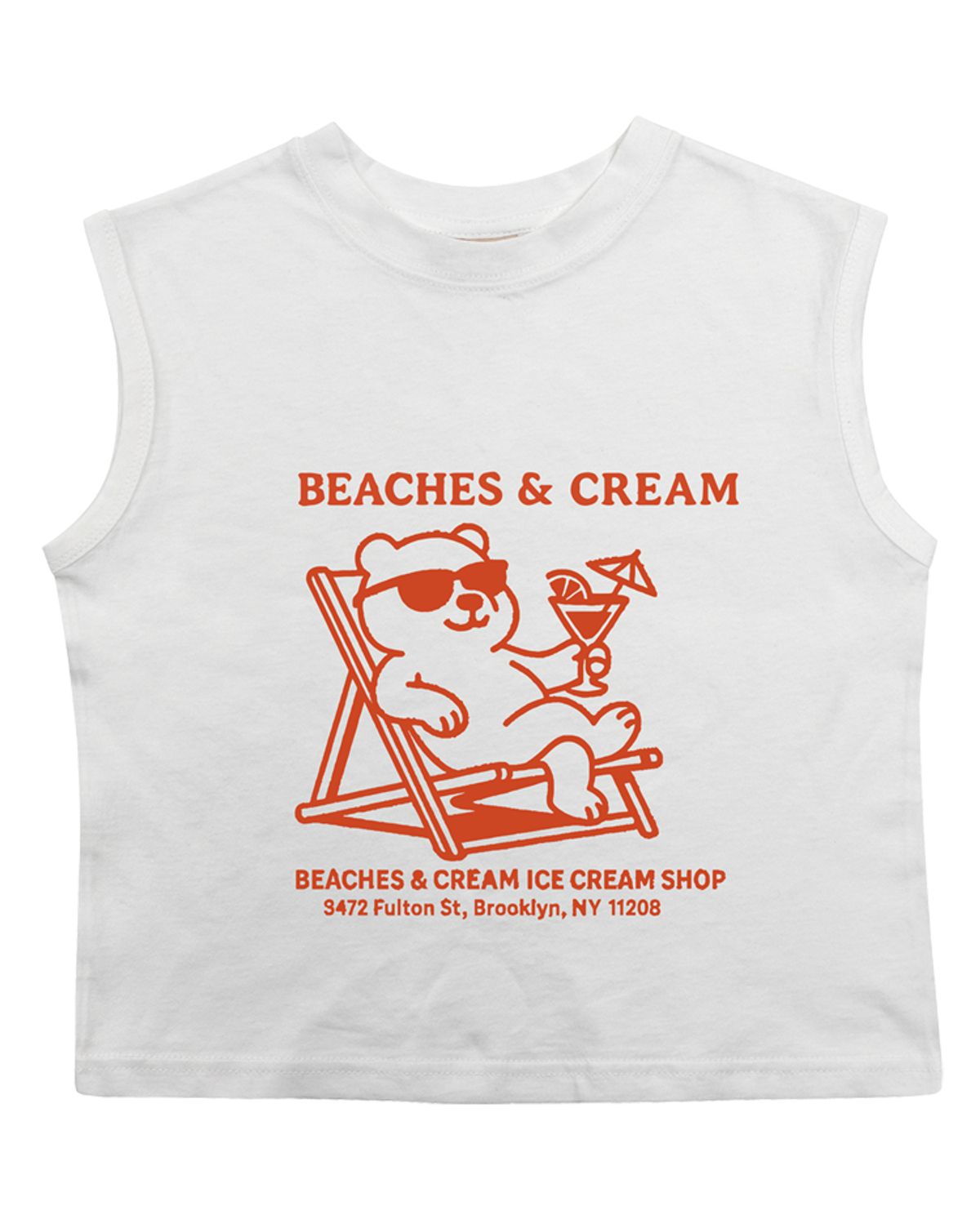 비치스앤 크림 키즈(BEACHESAND CREAM KIDS) 바캉스베어 민소매 티셔츠-화이트(Vacance bear sleeveless T white)