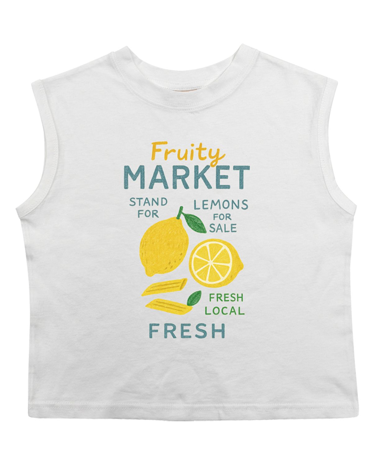 비치스앤 크림 키즈(BEACHESAND CREAM KIDS) 레몬 민소매 티셔츠-화이트(Lemon Sleeveless T white)