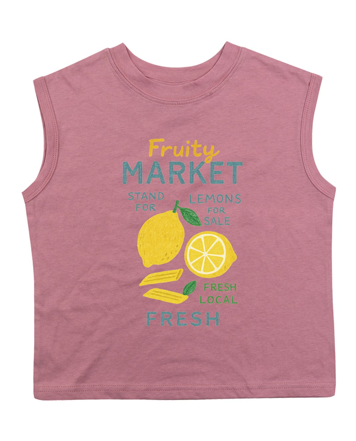 비치스앤 크림 키즈(BEACHESAND CREAM KIDS) 레몬 민소매 티셔츠-그레이시 핑크(Lemon Sleeveless T grayish pink)