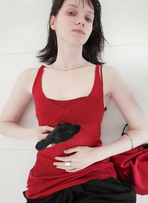 tencel red sleeveless