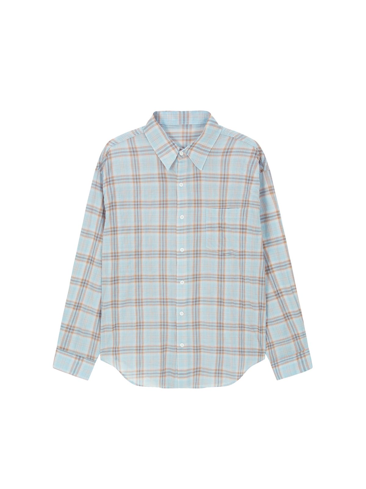 샐러드바구니(SALAD BAGUNI) Soft grid sheer shirt - blue