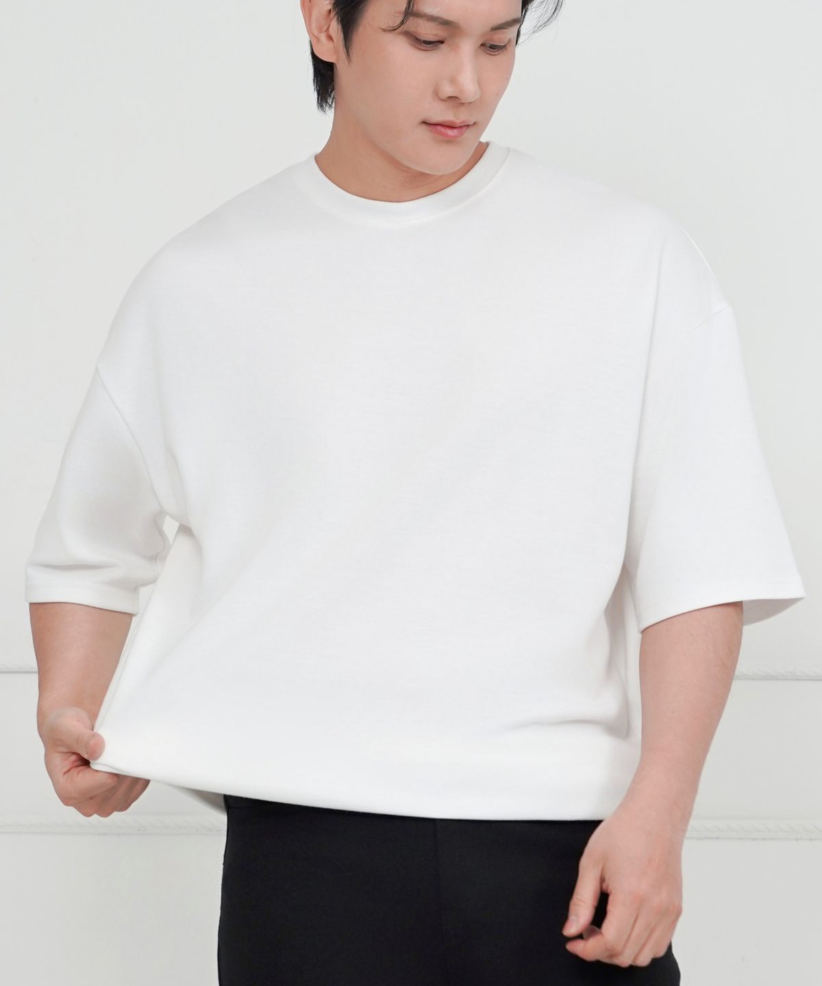 디바라(DIBALA) 자동넣입  페이크 드랍 오버핏 반팔 티셔츠