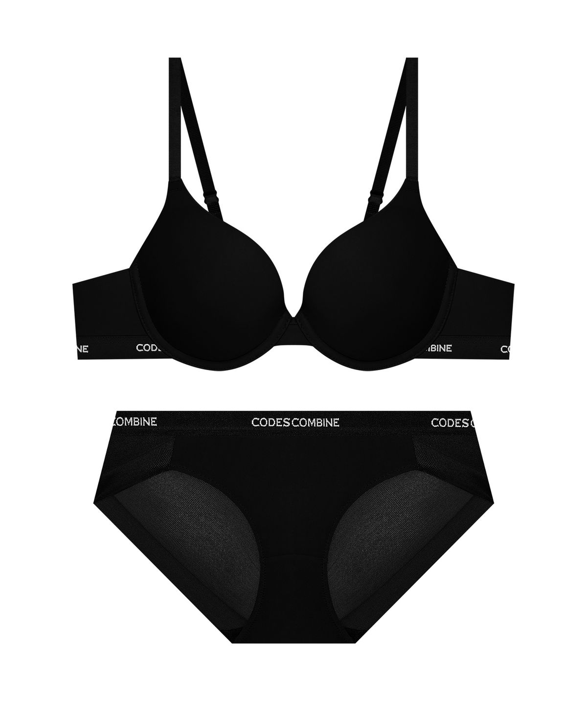코데즈컴바인 이너웨어(CODES COMBINE INNERWEAR) 파워볼륨 원톤 브라팬티세트_블랙