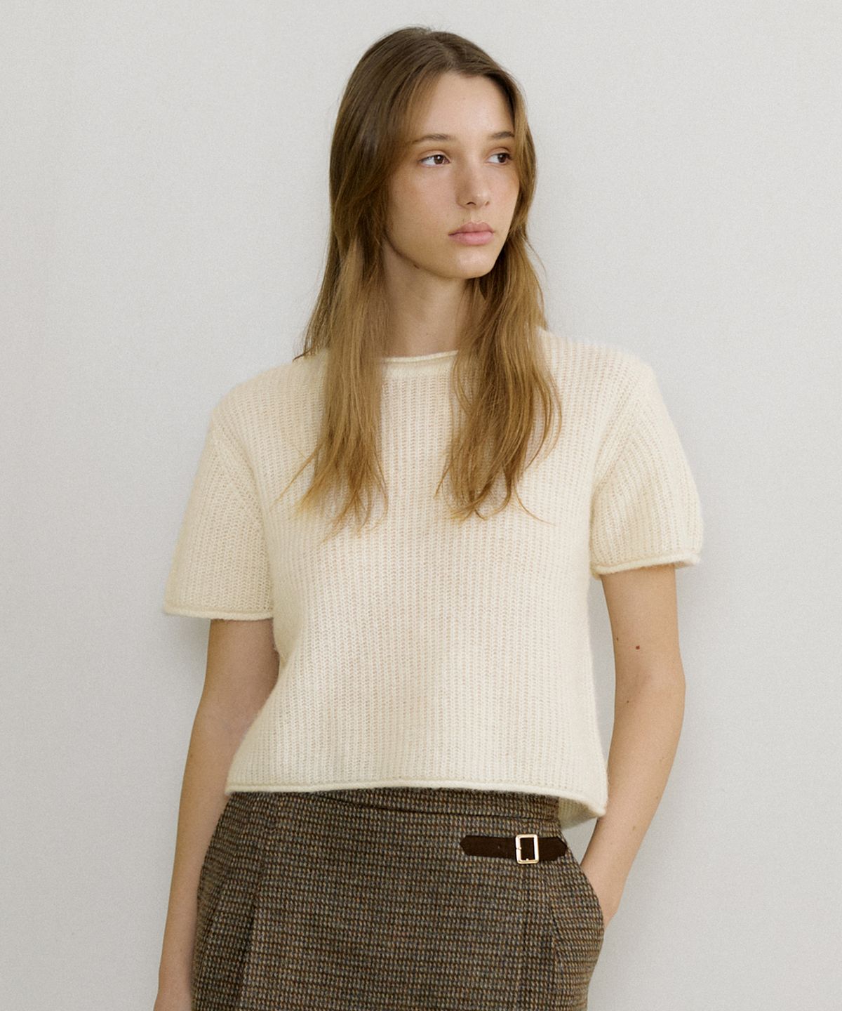 오떼뜨(OCTETTE) RIANO ALPACA HALF SLEEVE KNIT_2COLOR