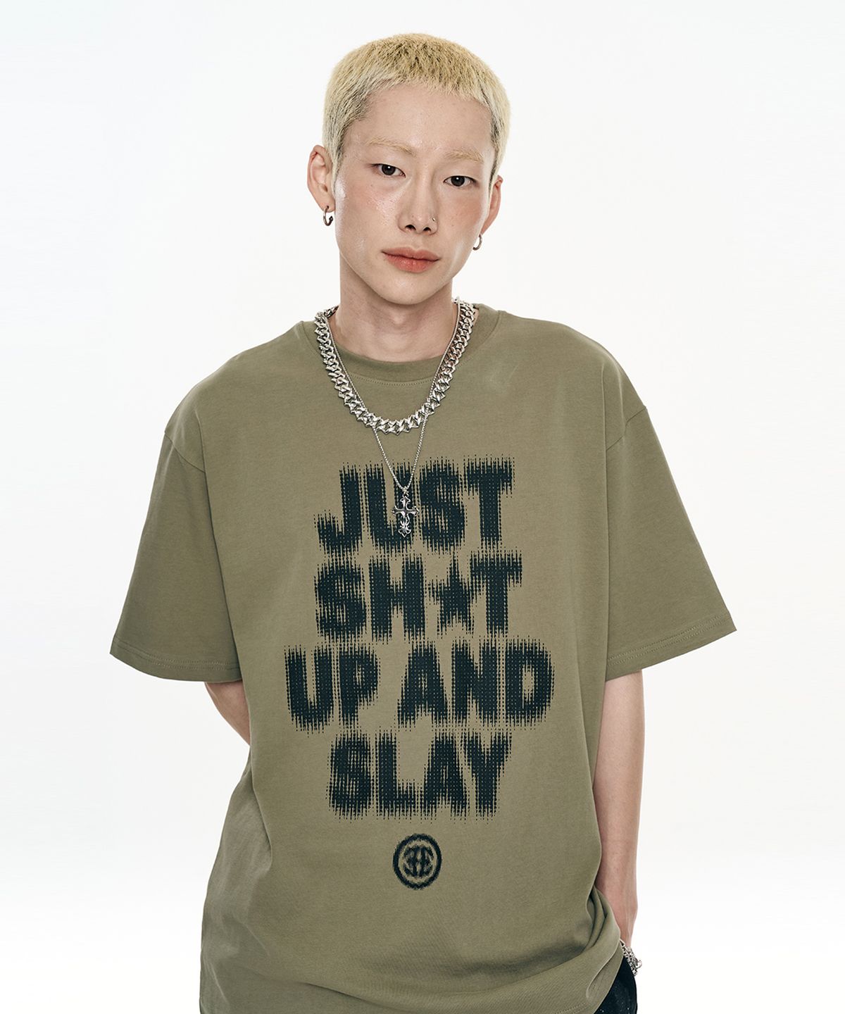 이지노이지(EASY NO EASY) 칸디 블러 반팔 - 카키