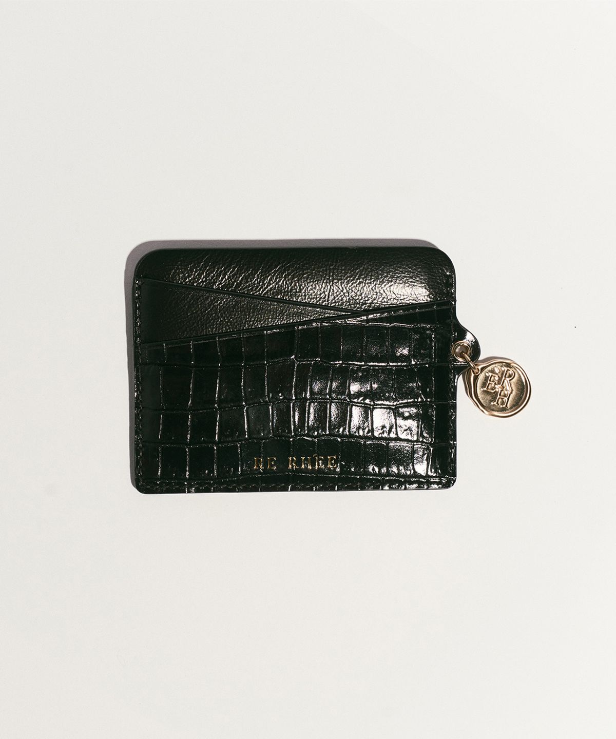리이(RE RHEE) COWHIDE CROC-EFFECT CARD WALLET