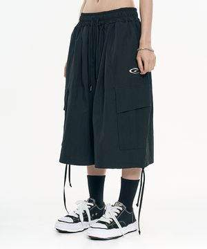 벌룬 버뮤다 나일론 팬츠 - 블랙