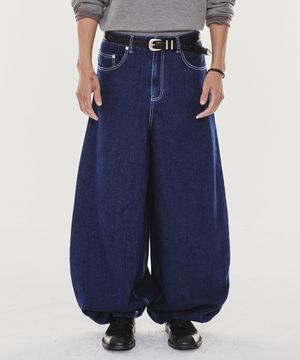 Light Cotton Balloon fit denim pants (Indigo)
