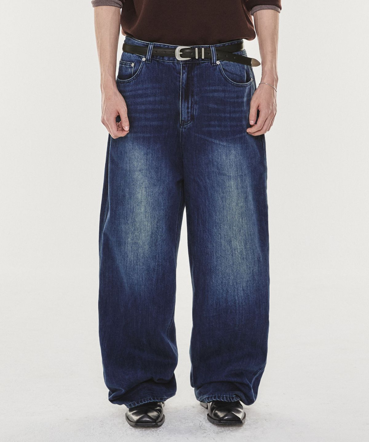 기철(KICHUL) Light Cotton Wide Denim Pants (Medium Blue)