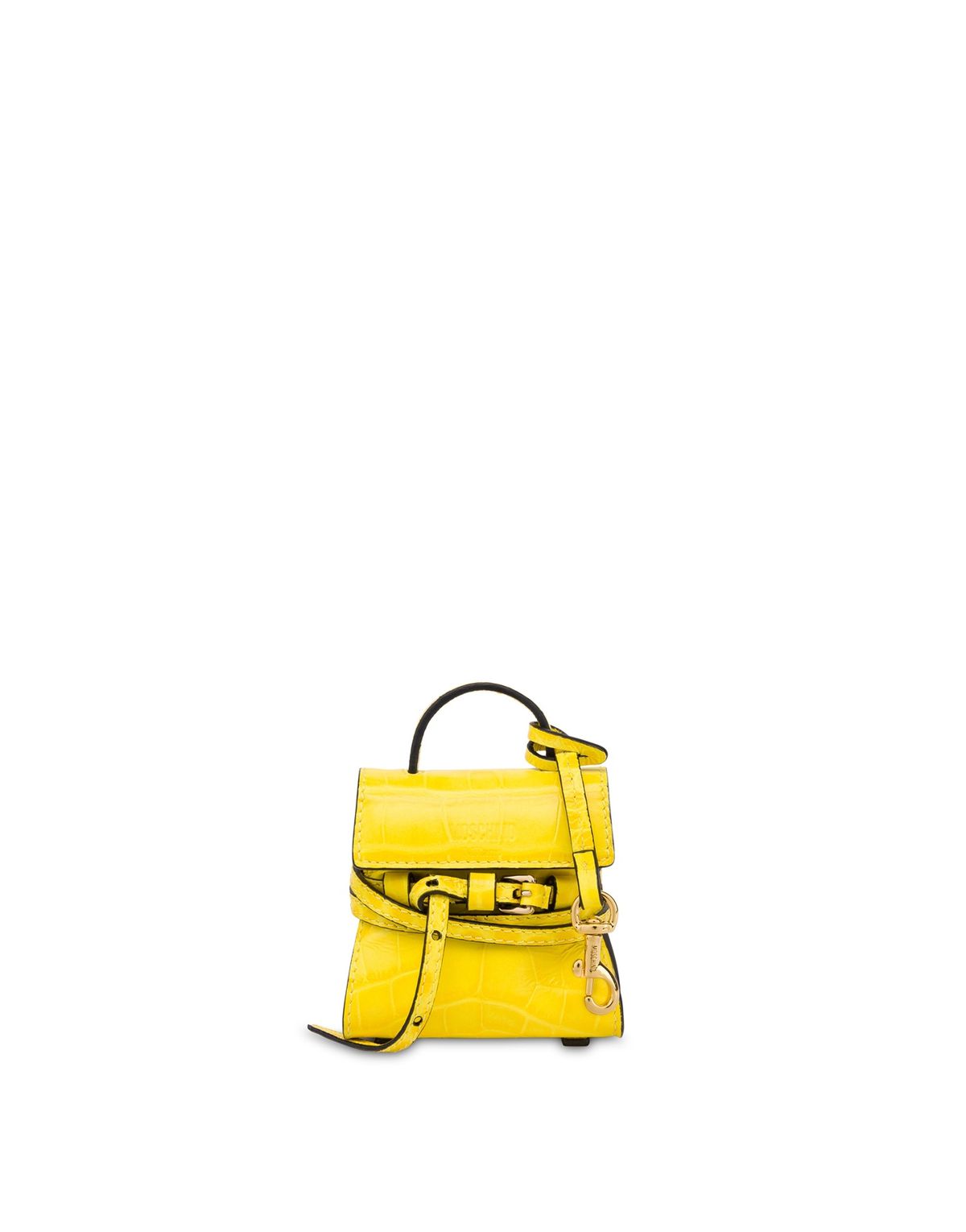 모스키노(MOSCHINO) 타이 미 프린티드크로코 미니 키링백 YELLOW