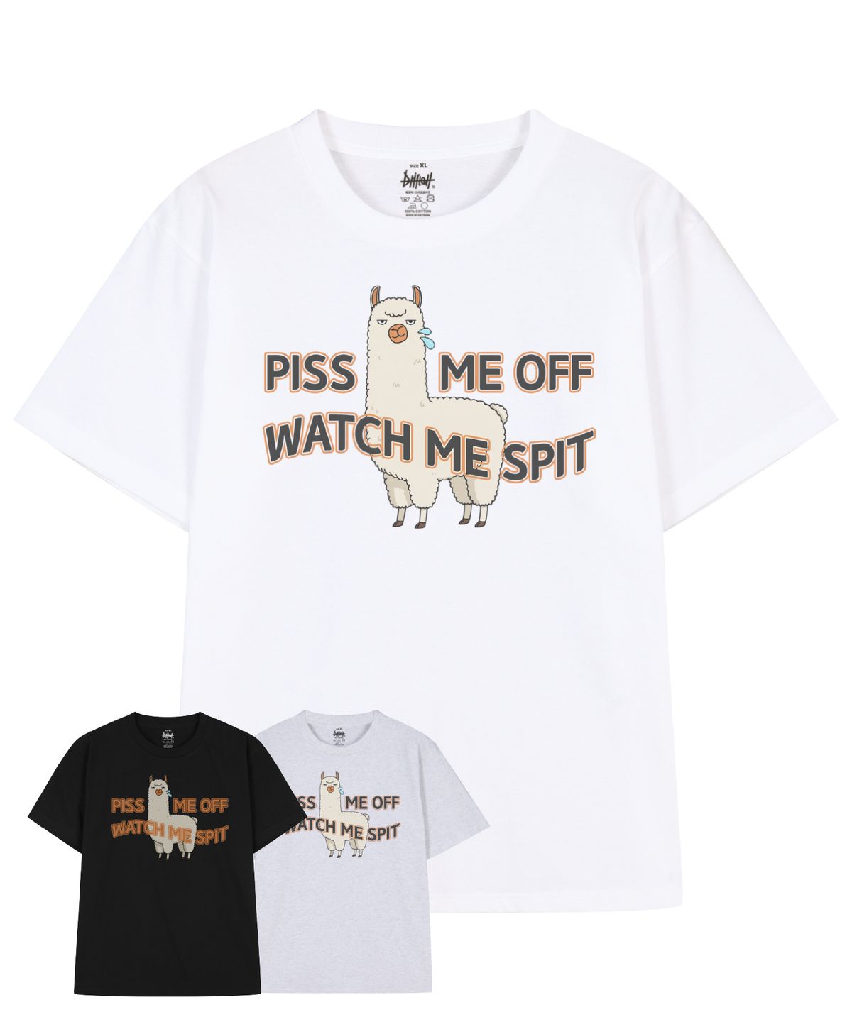 드리프트아웃(DRIFTOUT) 와치 미 스핏 라마 반팔 티셔츠 (3color)