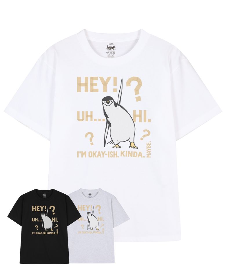 테이프 헤이 펭귄 반팔 티셔츠 (3color)