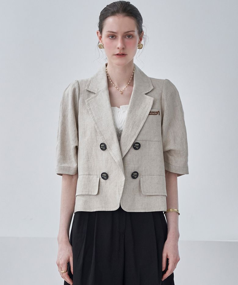 린넨 자수 볼륨소매 숏자켓 MM06JK204HJY
