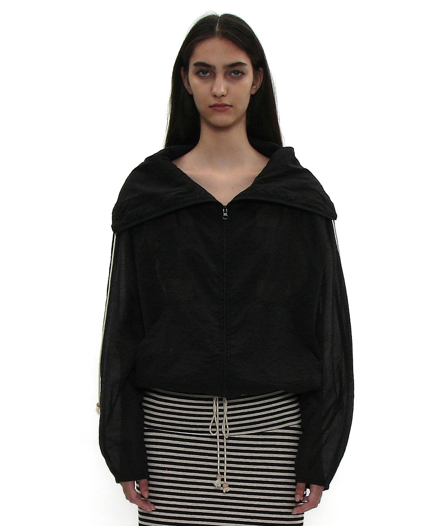 MUSINSA PARTIMENTO WOMEN ジップアップトップス MUSINSA | PARTIMENTO WOMEN Sheer High Neck Zip Up Jacket_Black