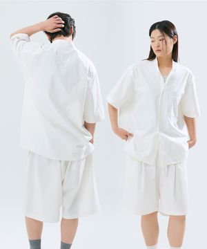 (uni) Lazed over short sleeve cotton white