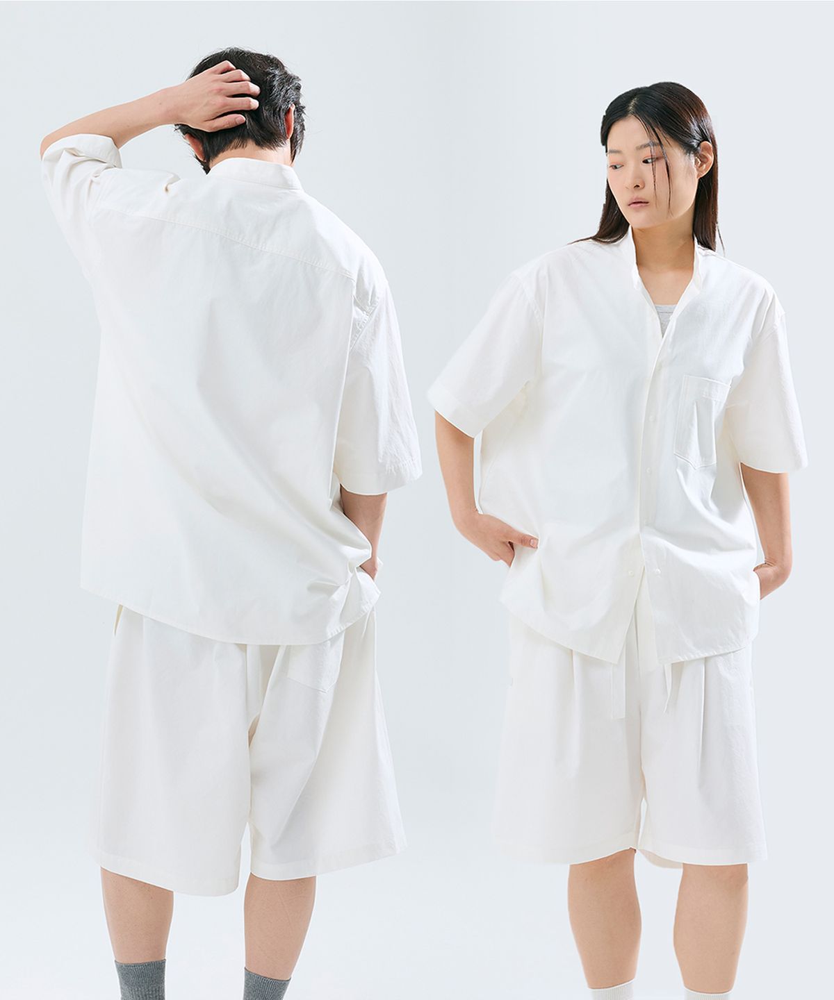 슬리피캣(SLEEPYCAT) (uni) Lazed over short sleeve cotton white